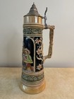 Vintage Large German Beer Stein With Beer Hall Scene - 2 1 Liter Capacity 