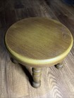 Vtg Small Wooden Round Stool Green Tint 4 Legged 8 25    Tall 10    Diameter 