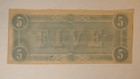 1864 - 5 Dollar Confederate States Of America Note  free Ship   Ln579