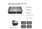 Lordear 30x19x10in 16-gauge Double Bowl Undermount Stainless Steel Kitchen Sink