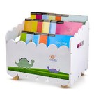  Wood Kids Bookshelf With 2 Adjustable Dividers - White- Dinosaur Style