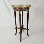 Vintage Accent Table Plant Stand Louis Xvi Marble Top Brass Galleries French
