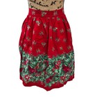 Vtg Hand Made Christmas Holiday Retro 50 s Half Apron Poinsettias Cardinals Red