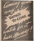 Original 1950 s  things To Come  X2 Daily Comic Clipping Newspaper Ad