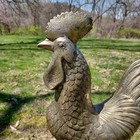 Vintage Brass Bronze  Barnyard Rooster Chicken Casting 18  Tall 11  Wide