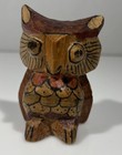 Vintage Hand Carved Wooden Owl Figurine Hand Painted Folk Art Bird Collectible