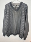 Stapf Austria New Wool Sweater Gray Knit Heavy V Neck Men See Measurements