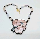 Lee Sands Mother Of Pearl Flower Amethyst Rose Quartz Lace Agate Chip Necklace