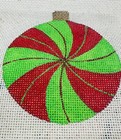 Handpainted Needlepoint Red   Green Candy Christmas Ornament 18ct