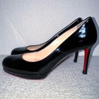 Christian Louboutin Black Patent Leather Pumps Size 37 Eu W  Dust Bag Japan