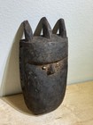 Antique Vintage Solid Wood African Tribal Mask   Face Horns Hand-carved Wall Art