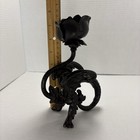 Antique Cast Iron Candle Holder Gothic Decor Dragon Griffin Gryphon 8 