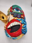 Signed 1998 Hand Carved Painted Tribal Wall Mask Wood Folk Art Decorative Mask