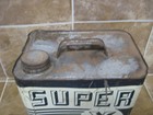 Vintage Super X Wax Free Motor Oil Metal Two Gallon Oil Can Empty Dented - Blems