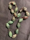 Wonderful Tibetan Old Natural Turquoise Agate Dzi  buddha  Beads Short Necklace