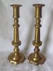 Pair Of Vintage Heavy Solid Brass Candlesticks Made In Mexico 13 1 2    Patina