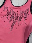 Great Gk Elite Child Large Gymnastics Dance Leotard Coral Orange Pink Mesh Back