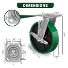 8 x 2  Heavy Duty Casters - Polyurethane Caster With Capacity Up To 1500-6000 Lb