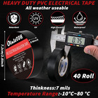 40 Rolls Black Electrical Tape 7mil 3 4 Inch X 66ft Vinyl Tape