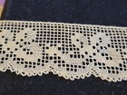 Beautiful Vtg antique English Filet Lace 35  2  Long 1 25  Wide On Orig Card 1x