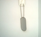 Military Style Rolled Edge Dog Tag Silver Matte  dull  Finish   4 5  Ball Chain