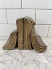 Vintage Pm Craftsman Brass Metal Cast Stack Of Cascading Books Book Ends Mcm