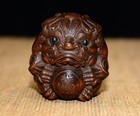Vintage Wood Wooden Carved Figure Chinese Mythical Pixiu Lion Figurine