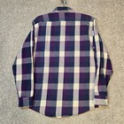 Oshkosh Bgosh Mens Medium Purple Plaid Flannel Vintage Grunge Made In Usa