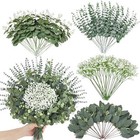 Pcs 4 Kinds Mixed Eucalyptus Greenery Stems  Baby Breath Flowers 120 Grey Green