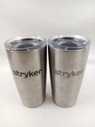 Lot Of 2 Yeti Rambler Silver Stainless Steel Tumbler Travel Mug Lid Set 20 Oz