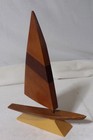 Mid Century Modern Exotic Wood Sailboat Sculpture Signed
