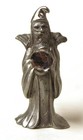 Vintage 1984 Spoontiques Pewter Wizard Holding Swarvski Crystal Ball 2 25 Inch