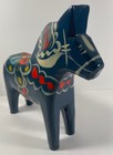 Wooden Swedish Dala Horse Blue Tillv Farnas Akta Dalahemslojd Hemslojd 7  High