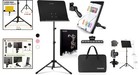 Adjustable 57-inch Black Alloy Steel Music Stand With Foldable Desktop Conver   