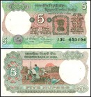 India 5 Rupees  1975-2002 Nd  P-80r  Unc  Plate Letter B  W  Staples X 100 Pcs