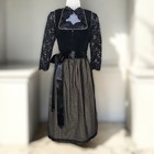 New Small Black Beige Dirndl Dress Oktoberfest German Velvet Trachten Bavarian