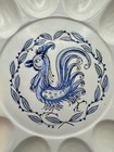 Vintage Four Crown China Estoril Deviled Egg Plate Rooster Blue Japan