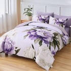 Dobuyly Purple Queen Comforter Set 7 Piece Bed In A Bag Queen  Purple Floral    