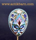 Antique Russian Imperial 84 Silver Enamel Spoon