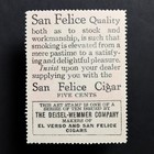 Poster Stamp   Usa   1915 San Felice Cigars Ohio Deisel Wemmer Tobacciana