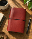 Handmade Red Leather Journal With 3 Notebook Refillable A6 a5 Full Grain Leather