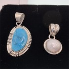 Lot 10 Signed Sterling Silver Pendants Turquoise Mix Gemstone Southwest- 59 45g