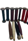 Wrapped Quills Wood Bobbins  Spools  Wooden Threaded Industrial  Lot Of 14