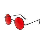 Kids Child Size Colored Red Round Lens Sunglasses Black Frame Hippie Circle Uvb