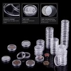 Id 20mm-120mm Coin Case Capsule Holder Plastic Clear Round Storage Display Case