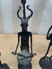 9 Pc Vtg Handmade Wrought Iron Figurines Musicians Tribal Primitive Music Band