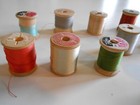 Antique vintage Wooden Thread Spools Lot Of 14 - 10 Cotton  4 Silk