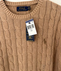Polo Ralph Lauren Men s Cable Knit Cotton Crewneck Sweater Brown Pony L