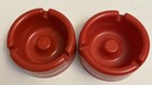Set Of 2 Vintage Round Red Budweiser Ashtrays 3 5    Red Pub Bar Beer
