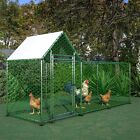 10x3ft Metal Chicken Coop Run Backyard Hen House Poultry Habitat Cage W cover